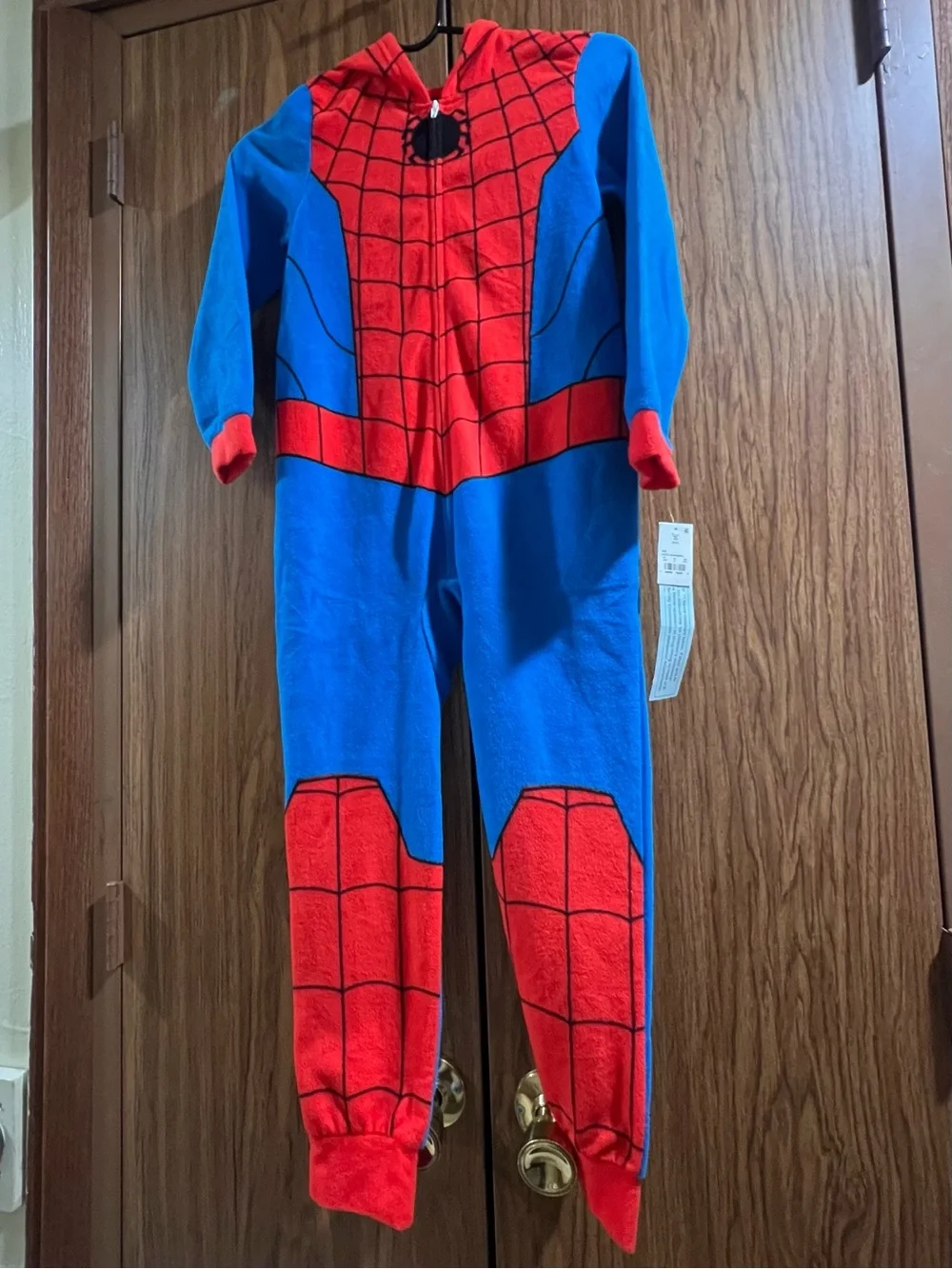 NWT Spider-Man fleece jumpsuit / pajama / Onesie size s(6/7) Halloween Costume